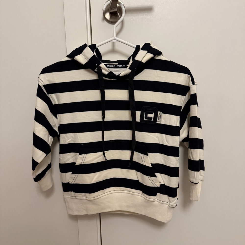 Striped Black and White Kids Hoodie